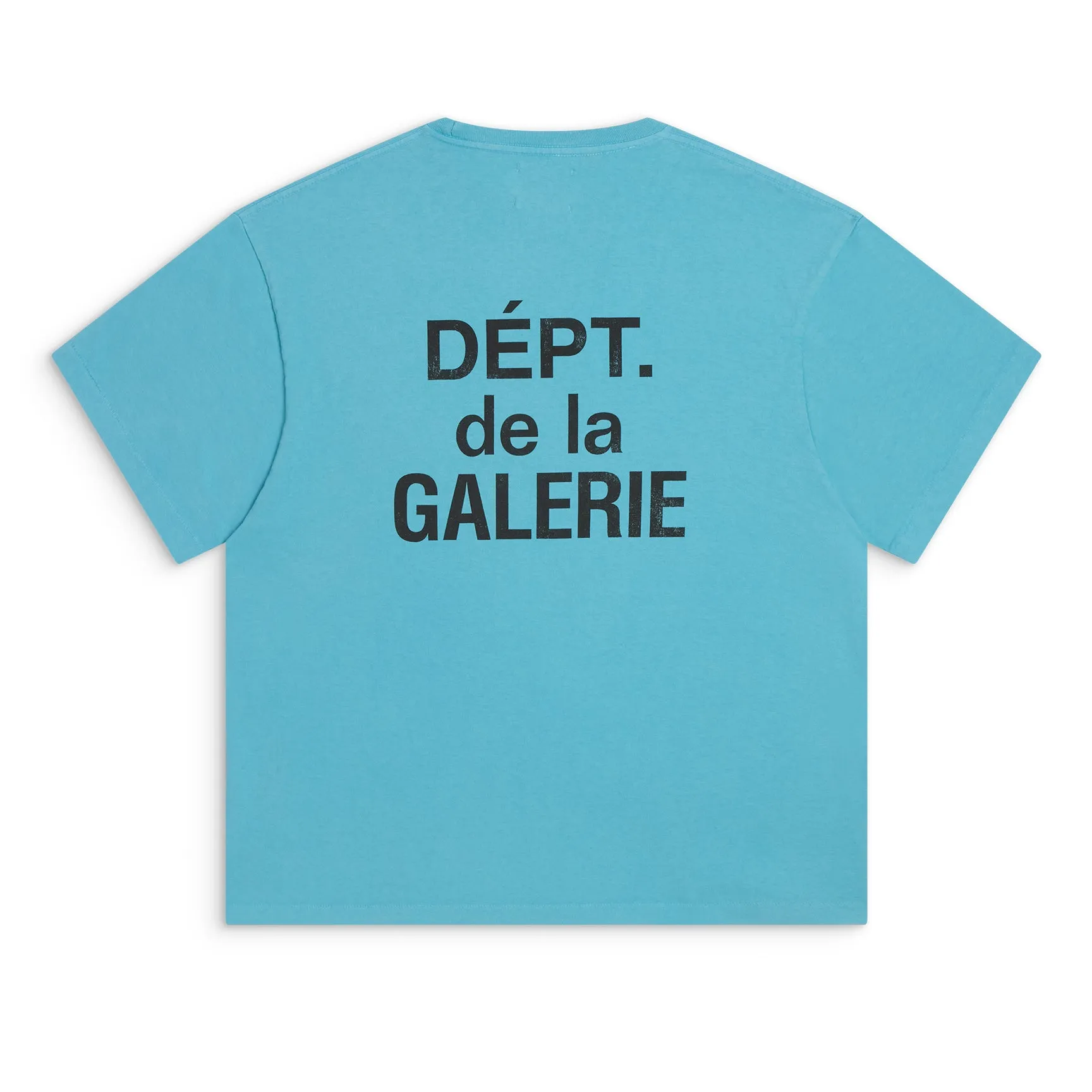 GALLERY DEPT. FRENCH TEE/LIGHT TEAL Lake Blue French Lake Blue S-XL Summer Dopamine Color American Retro Original Same OE Yarn Cone Fabric Garment Dyeing Printing Rewashed Water Distressing Simulates Natural Distressing Effect Correct Accessories Top Purchasing Level